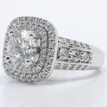 Halo Engagement Ring 3.50Ct Round Cut 14K White Gold Simulated Diamond Size 9.5 - £201.84 GBP