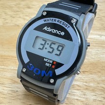 VTG Advance Quartz Watch Men 30m Black Gray Plastic LCD Digital Date New Battery - £28.93 GBP