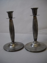 Vintage Silver Tanished Candle Sticks With Flower Etched On With Round Base - £31.13 GBP
