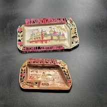 Nebraska South Dakota Palace Vintage Tin Ashtray Candy Dish State Made In Japan  - £7.77 GBP