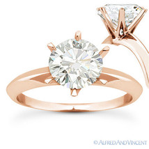 Forever One D-E-F Round Cut Moissanite 14k Rose Gold Solitaire Engagement Ring - £542.09 GBP+