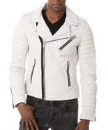 Mens Leather Jacket Stylish SlimFit Genuine Lambskin Motorcycle Bomber B... - $161.21 CAD