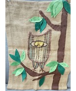 Vintage Owl Hook and Latch Burlap Craft Kit MCM Flowers 1960s Wall Decor - $33.33 CAD