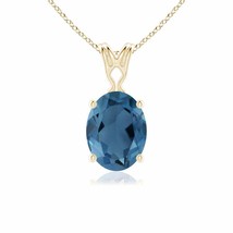 ANGARA Vintage Inspired Solitaire Oval London Blue Topaz Pendant in 14K Gold - £352.88 GBP