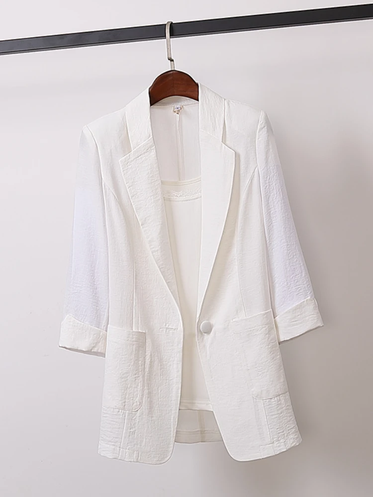  Spring and Summer Chiffon Mid-length Suit Jacket Loose Casual  Small Suit Women - £117.32 GBP