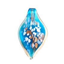 Murano Blue Lampwork Hand-Blown Glass Necklace Pendant - $12.02