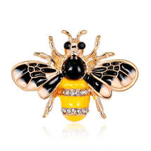 Yellow Enamel &amp; Cubic Zirconia 18K Gold-Plated Bee Brooch - £10.38 GBP