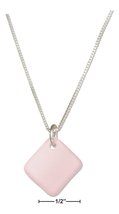 Necklace Sterling Silver 16&quot;-18&quot; Adjustable Blushing Pink Square Sea Glass - £73.53 GBP+