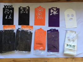 Vtg Lot 70 Luminary Bags Pumpkin Halloween Witch Cat Ghost new &amp; used for candle - £15.51 GBP