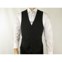 Mens RENOIR Vest Wool 140 Adjustable ,V-Neck two Pocket Full Lining 508-1 Black image 11
