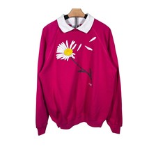 Morning Glory Sweatshirt Womens XL Double Collar Daisy Puff Print Grandma Floral - $29.69