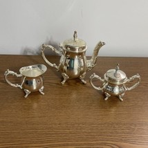 Mini International Silver Co 3 Pc Coffee Tea Set Teapot Creamer &amp; Sugar ... - $11.75