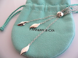 Tiffany &amp; Co Leaf Dangle Necklace Pendant Chain Nature Lover Gift Pouch T and Co - £277.53 GBP