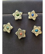 Silver Tone Western Star Button Covers. New York  W/ Stones.  Vintage  5... - $23.23 CAD