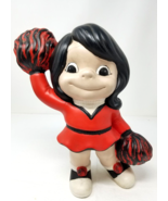 Cheerleader Poms Statue Figurine Handmade Painted Atlantic Mold Black Re... - $17.05