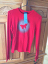 Billabong Women’s Butterfly Long Sleeve Red Shirt Juniors Size Medium - £15.94 GBP
