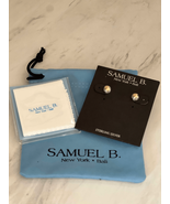 SAMUEL B. Sterling Silver &amp; 18K Yellow Gold Round Stud Earrings, GOLD, NWT - $1,843.49 MXN