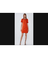 Zara Orange Nubby Texture Shift Dress Pouf Short Sleeve M - $23.04