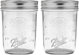 Regular Mouth Mason Jars with Lids &amp; Bands Half Pint 8-oz (2-Pack) 6&quot;L x... - $21.78