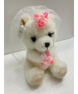 Vintage Russ Berrie BRIDE Bear White Pink Plush Teddy Wedding Love Plush... - £6.77 GBP