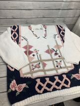 Colleens Collectables Sweater sz Medium Cottage country Flower Shoulder ... - $24.75