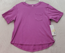 Zella T Shirt Youth Large Purple Knit Cotton Short Casual Sleeve Logo Ro... - $21.68
