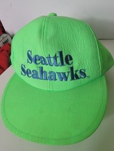 Vintage Seattle Seahawks Spellout Snapback Hat Cap Neon Green Coca Cola Cole VTG - £64.37 GBP