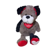 Animal Adventure Brown 18&quot; Puppy Love Dog Plush Red Heart Stuffed Animal Toy - £9.64 GBP