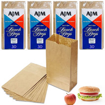 120Ct Brown Paper Bags School Lunch Food Drive Meal Prep Snack Party Bag... - $34.99
