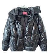 Azalea Wang Black Metallic Bomber Puffer Winter Coat Medium Jacket Shiny... - €51,21 EUR