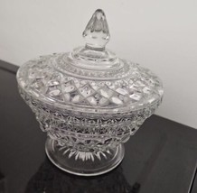 Vintage Anchor Hocking Glass Candy Dish Cover Pedestal Wexford Clear 7 1/2&quot; Tall - £8.03 GBP