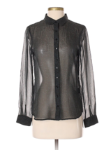 Eileen Fisher Long Sleeve Silk Top XXS (NWT) Sheer Blouse Green Dots - £49.56 GBP