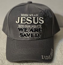 When We Ask Jesus Into Our Hearts We Are Saved Cross Baseball Cap Hat ( Grey ) - £10.66 GBP