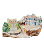 Vintage 1991 Tampa Bay Mold Co Ceramic Bisque Houses Carriage Horse Winter - $27.69