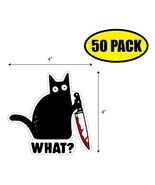 50 PACK 4&quot;x4&quot; WHAT CAT Sticker Decal Humor Funny Gift KNIFE VG0112 - £31.45 GBP