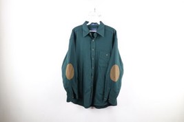 Vtg 70s Pendleton Mens Large Elbow Patch Wool Collared Button Shirt Green USA - £54.45 GBP