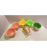 6 Vintage Raffia Straw Insulated Plastic 6 oz Footed Dessert Cups 3.5&quot; G... - £17.02 GBP