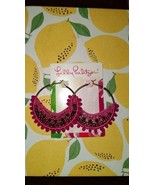 Lilly Pulitzer Crochet Statement Hoop Earrings Bougainvillea Pink New - $19.20