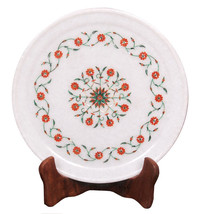 9&quot; Marble Serving Round Tray Plate Hakik Inlay Fine Art Pietradura Kitch... - $153.98