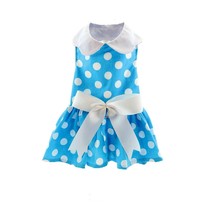 Blue and White Polka Dot Dog Dress with Matching Leash Sizes XS-XL - $381.70 MXN