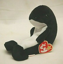 Ty Beanie Baby Waves Orca Killer Whale Ocean Plush Toy Swing &amp; Tush Tags c - £7.77 GBP