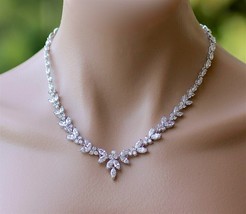 12Ct Marquise Cut Lab Created Diamond Tennis Necklace 14K White Gold Plated - £379.80 GBP