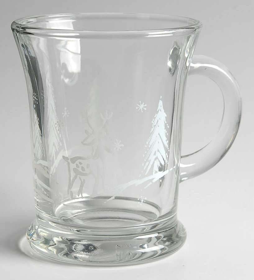 NEW (1) Vintage Anchor Hocking Christmas Clear Solid Etched Reindeer Gla... - $16.99