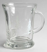 NEW (1) Vintage Anchor Hocking Christmas Clear Solid Etched Reindeer Glass Mug - £13.30 GBP