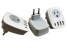 Lot of 3 Vintar WS-09C-C3U European Travel Plug Adapters USB-C USB-A EU - £23.96 GBP