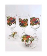 4 Pc Set Autumn Harvest Crystal Water/Wine Goblets Hand Painted Glasses ... - $68.92 CAD