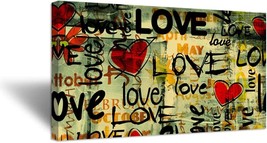 Ihappywall Vintage Abstract Romantic Canvas Wall Art Love With Red Heart Street - £62.19 GBP