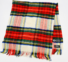 Crombie Scotland Dress Stewart Cashmere Wool Scarf 56 inch Vintage Plaid - £36.13 GBP