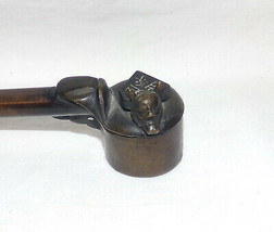 Antique Bronze Asian Inkwell w Quill Holder Old Traveling Figural Inkwell Signed - £63.90 GBP