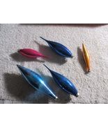 5 Vintage Teardrop Icicle Christmas Tree Blown Glass Ornaments assorted ... - $24.74